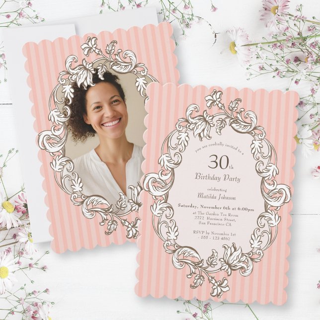 Elegant Pink 30th Birthday Party Invitation (Elegant Pink 30th Birthday Party Invitation)