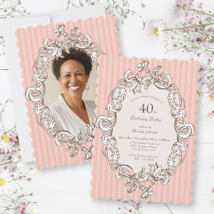 Elegant Pink 40th Birthday Party Invitation
