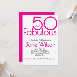 Elegant Pink 50 and Fabulous Birthday   Invitation