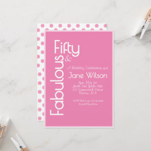 Elegant Pink 50 and Fabulous Birthday Party Invitation