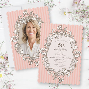 Elegant Pink 50th Birthday Party Invitation