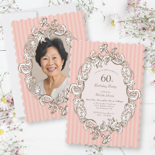 Elegant Pink 60th Birthday Party Invitation