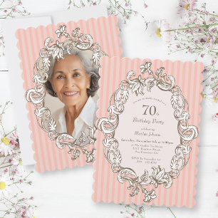 Elegant Pink 70th Birthday Party Invitation