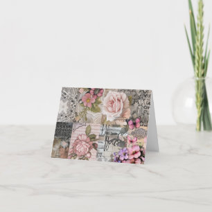 Elegant Pink Abstract Art Collage Blank Note Card