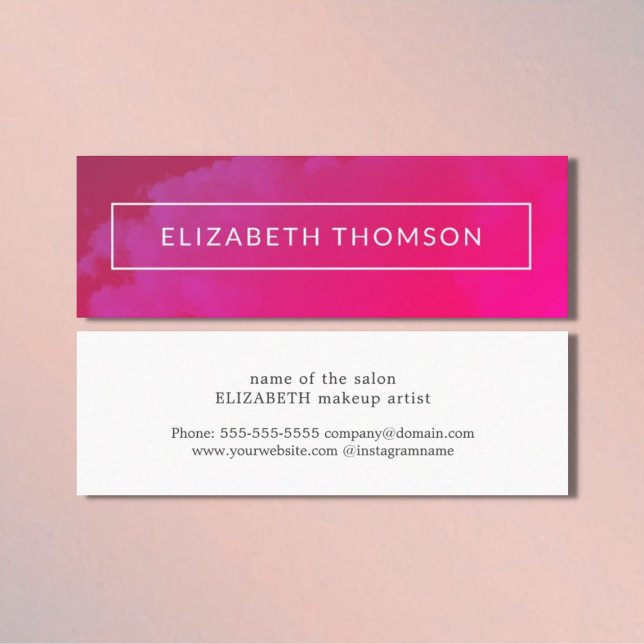Elegant Pink Abstract Makeup Artist Mini Business Card (Creator Uploaded)