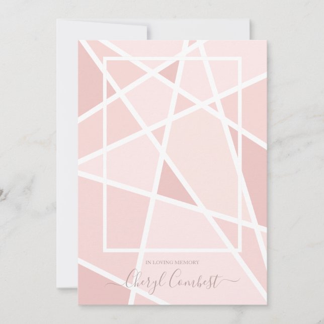 Elegant Pink Abstract Photo Memorial Funeral  (Front)
