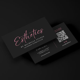 Elegant Pink Aesthetics Aesthetician Monogram Business Card