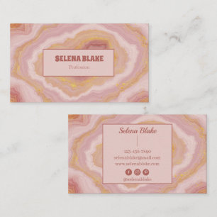 Elegant Pink Agate with Gold Glitter - Modern Business Card