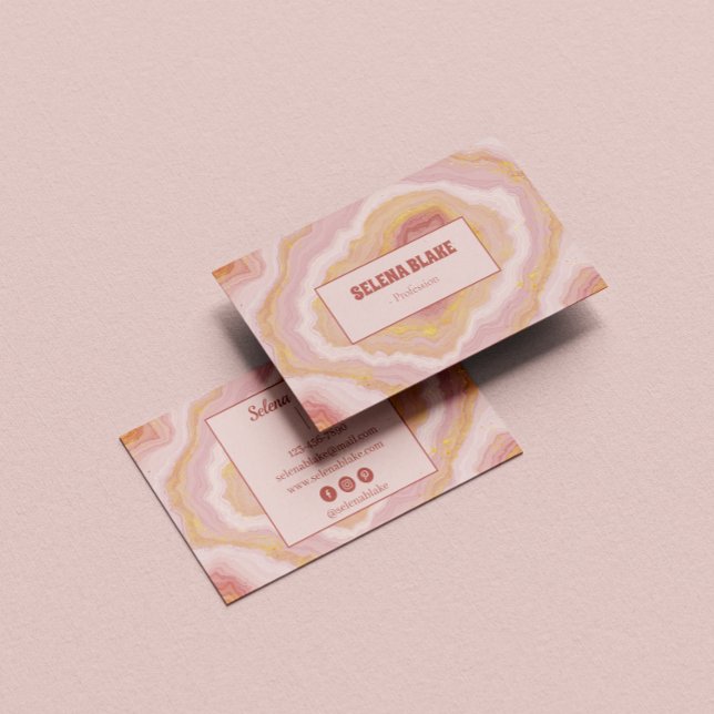 Elegant Pink Agate with Gold Glitter - Modern Business Card (Creator Uploaded)