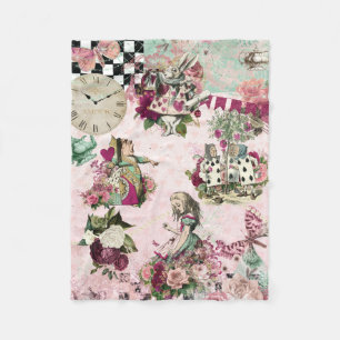 Elegant pink Alice in Wonderland Fleece Blanket