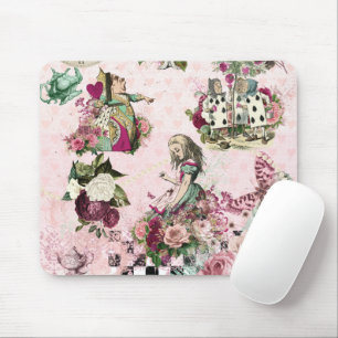 Elegant Pink Alice in Wonderland Mouse Pad