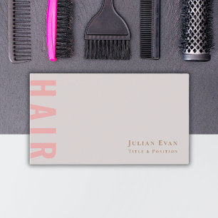 Elegant Pink and Beige Hair Stylist Business Card