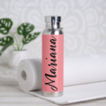 Elegant Pink and Black Aesthetic Personalised Water Bottle<br><div class="desc">Stay hydrated in style with this elegant pink and black personalised water bottle. Featuring a modern and trendy design,  this custom bottle is perfect for the gym,  office,  or on-the-go. Easily personalise it with your own name or monogram to create a unique gift for yourself or a friend!</div>