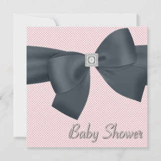Elegant Pink and Black Baby Girl Shower Invitation
