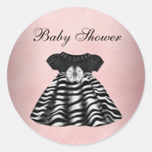 Elegant Pink and Black Baby Shower Stickers
