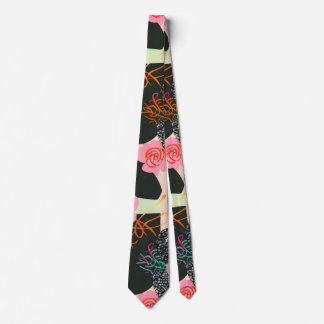 Elegant Pink and Black Floral Pattern Tie