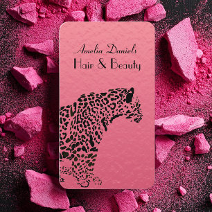 Elegant Pink and Black Jaguar Business Card