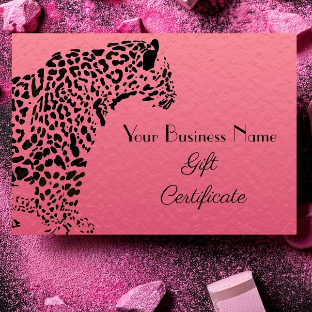 Elegant Pink and Black Jaguar Gift Certificate (Creator Uploaded)