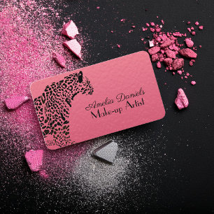 Elegant Pink and Black Jaguar Make -Up Business Ca Business Card