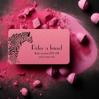 Elegant Pink and Black Jaguar Referral Business Card