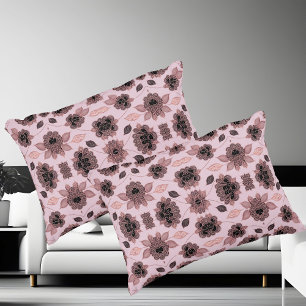 Elegant pink and black lace in vintage style decorative cushion