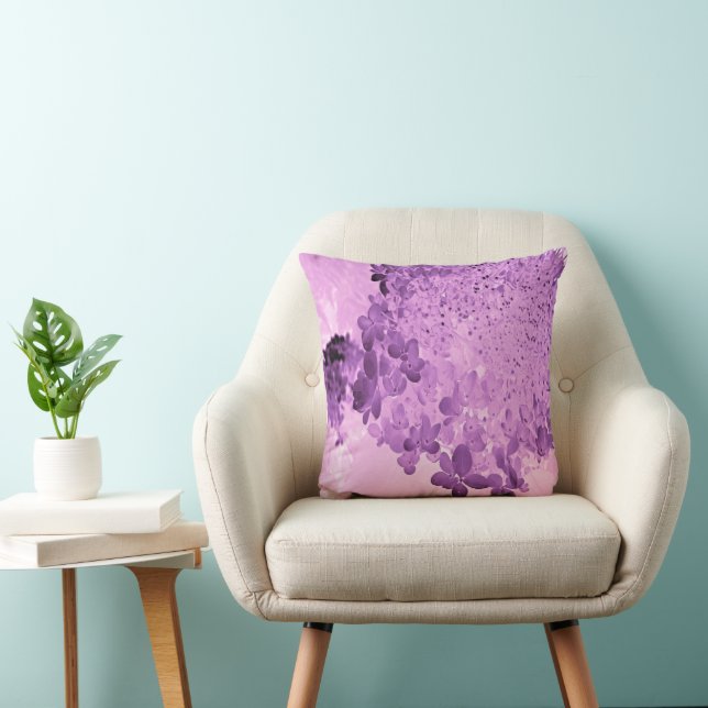 Elegant Pink and Black Limelight Hydrangea Cushion (Chair)