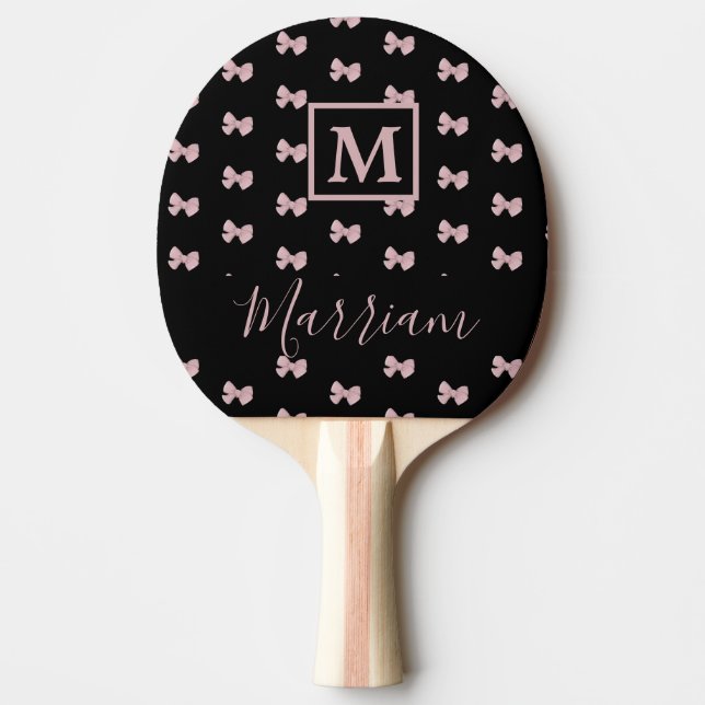 Elegant Pink and Black Personalised  Ping Pong Paddle (Front)