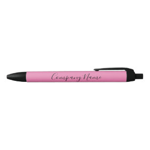 Elegant Pink and Black Script Company Name Website Black Ink Pen