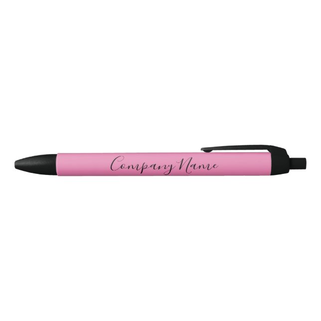 Elegant Pink and Black Script Company Name Website Ink Pen (Top)