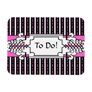 Elegant Pink and Black To Do List Fridge Magnet
