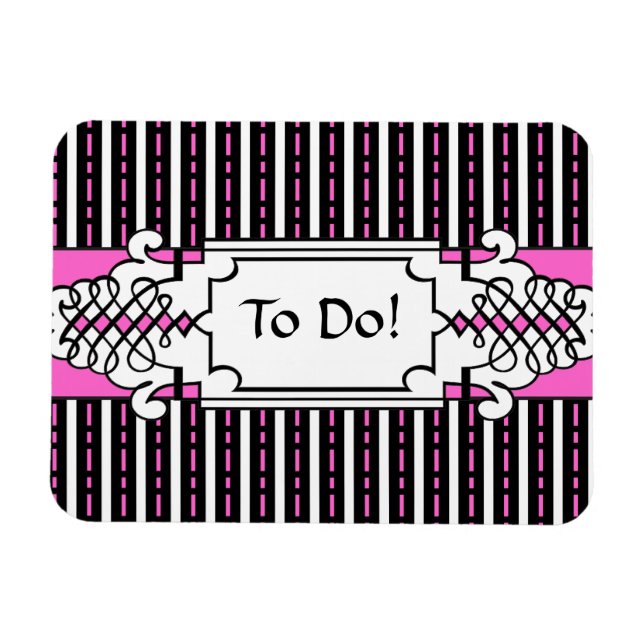 Elegant Pink and Black To Do List Fridge Magnet (Horizontal)