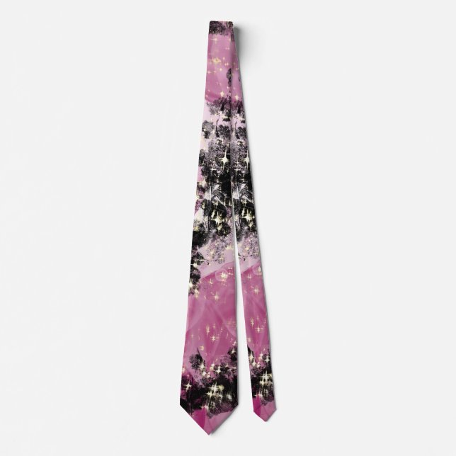 Elegant Pink and Black Wedding Tie (Front)