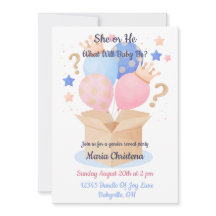 Elegant Pink and Blue Balloons Gender Reveal 