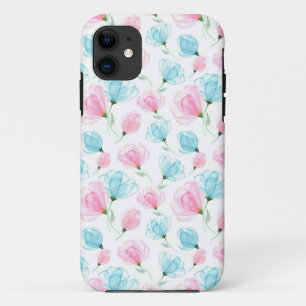 Elegant Pink and Blue Floral Pattern  Case-Mate iPhone Case