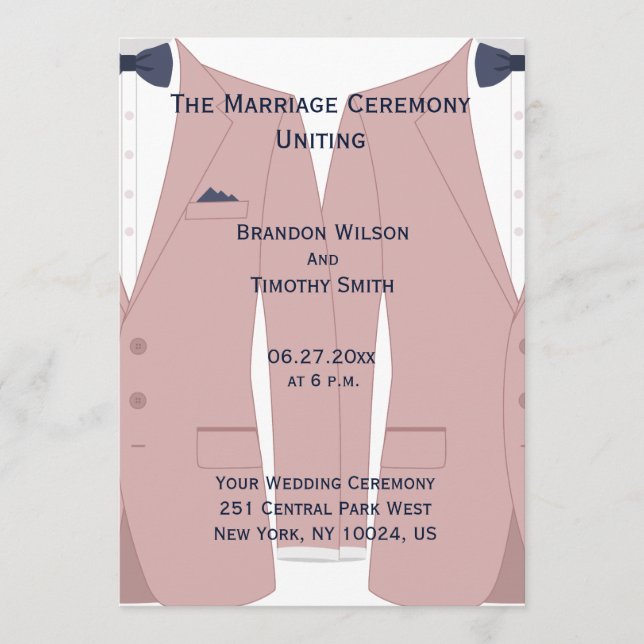 Elegant Pink And Blue Gay Wedding Programs Programme (Front)