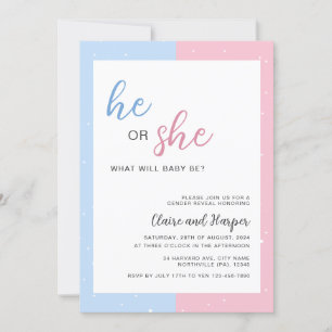 Elegant Pink and Blue Gender Reveal Baby Shower Invitation