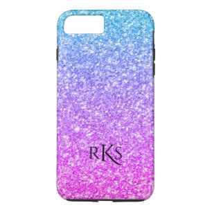 Elegant Pink And Blue Glitter Print Monogram Case-Mate iPhone Case