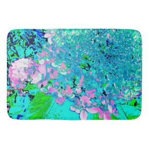 Elegant Pink and Blue Limelight Hydrangea Bath Mat