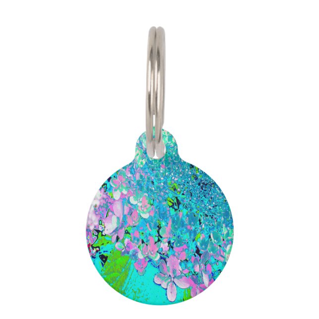 Elegant Pink and Blue Limelight Hydrangea Pet Tag (Front)