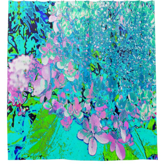 Elegant Pink and Blue Limelight Hydrangea Shower Curtain (Front)