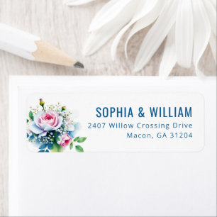 Elegant Pink and Blue Watercolor Floral