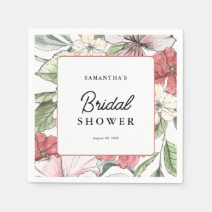 Elegant Pink and Blush Floral Bridal Shower Napkin