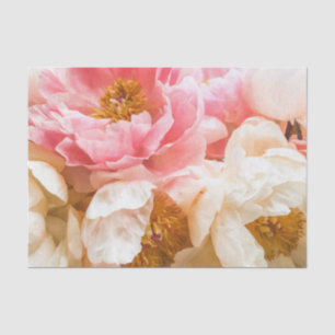 Elegant Pink and Cream Peonies Tissue Paper