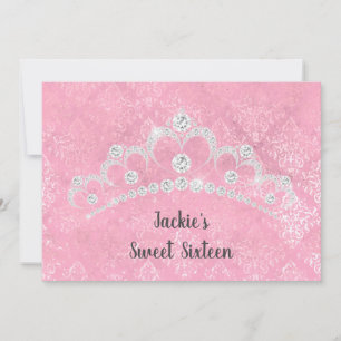 ELEGANT PINK AND DIAMOND SWEET SIXTEEN INVITATION