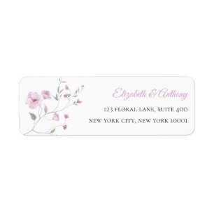 Elegant Pink And Dusty Blue Floral Return Address 