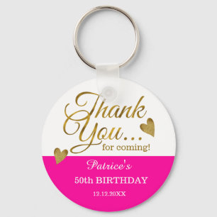 Elegant Pink And Gold 50th Birthday Party Favours  Key Ring