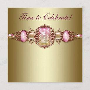 Elegant Pink and Gold Birthday Party Invitation