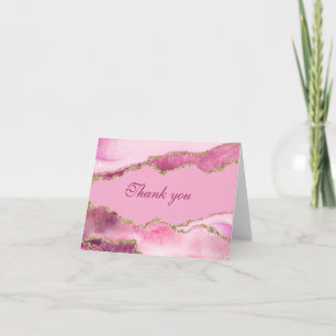 Elegant Pink and Gold Birthday Party  Thank You Card