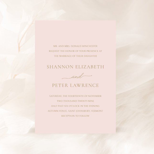 Elegant Pink and Gold Classic Wedding Invitation (Creator Uploaded)