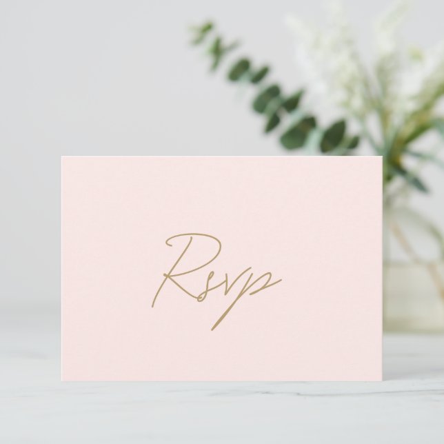 Elegant Pink and Gold Classic Wedding RSVP Card (Standing Front)
